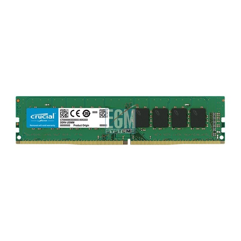 Crucial 16GB DDR4 UDIMM PC4-21300 (2666Mhz), No ECC, CL17, 1.2V, Unbuffered